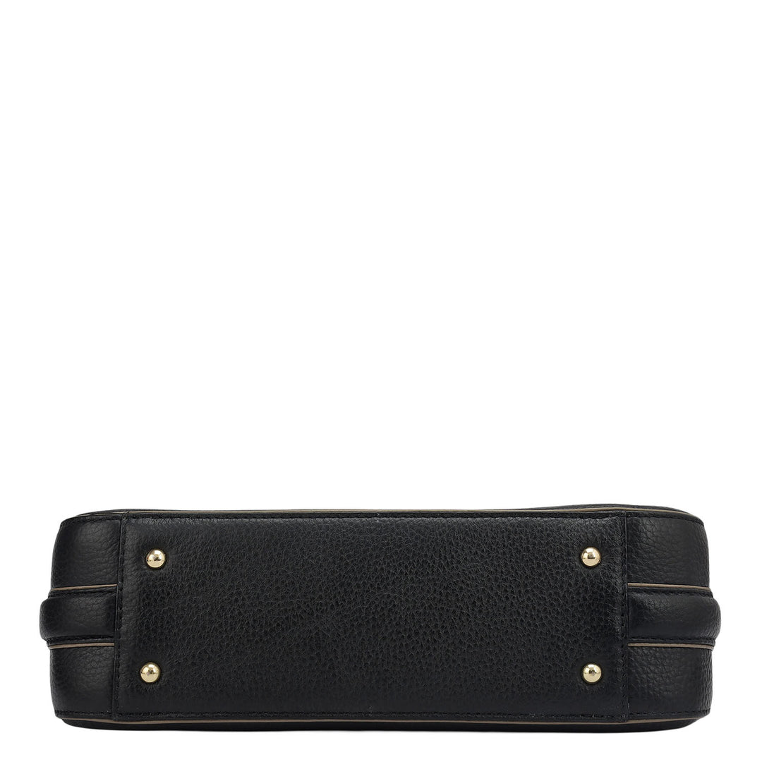Small Wax Leather Baguette - Black