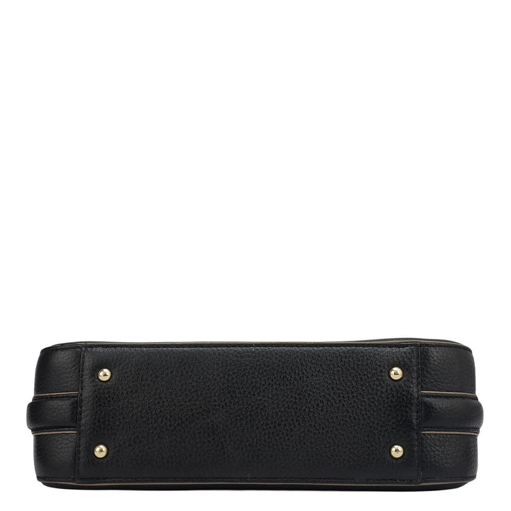 Small Wax Leather Baguette - Black