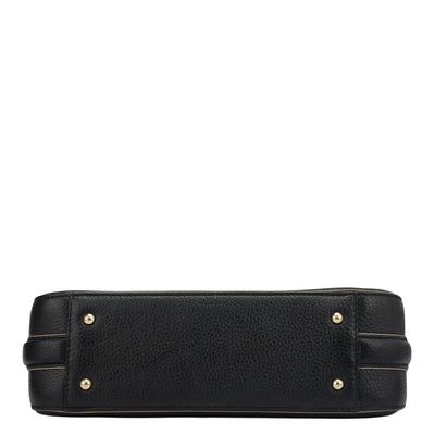 Small Wax Leather Baguette - Black