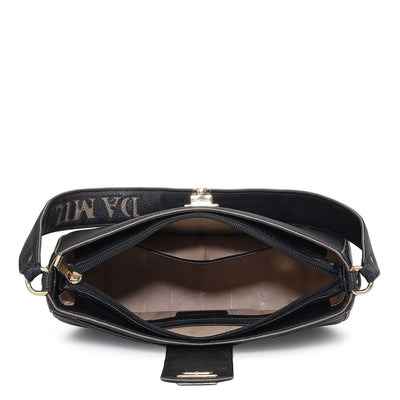 Small Wax Leather Baguette - Black