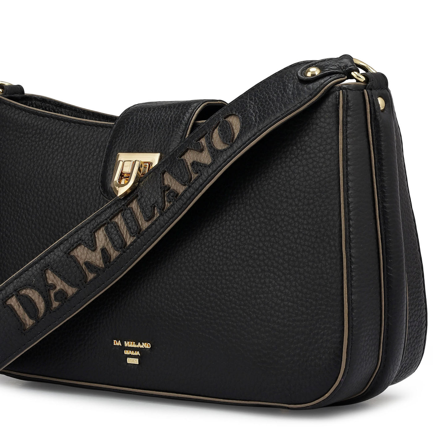 Small Wax Leather Baguette - Black