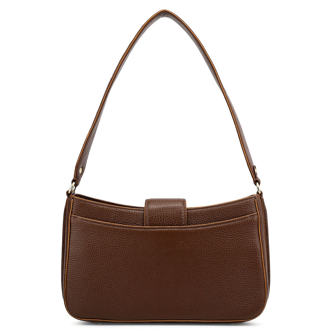 Small Wax Leather Baguette - Espresso