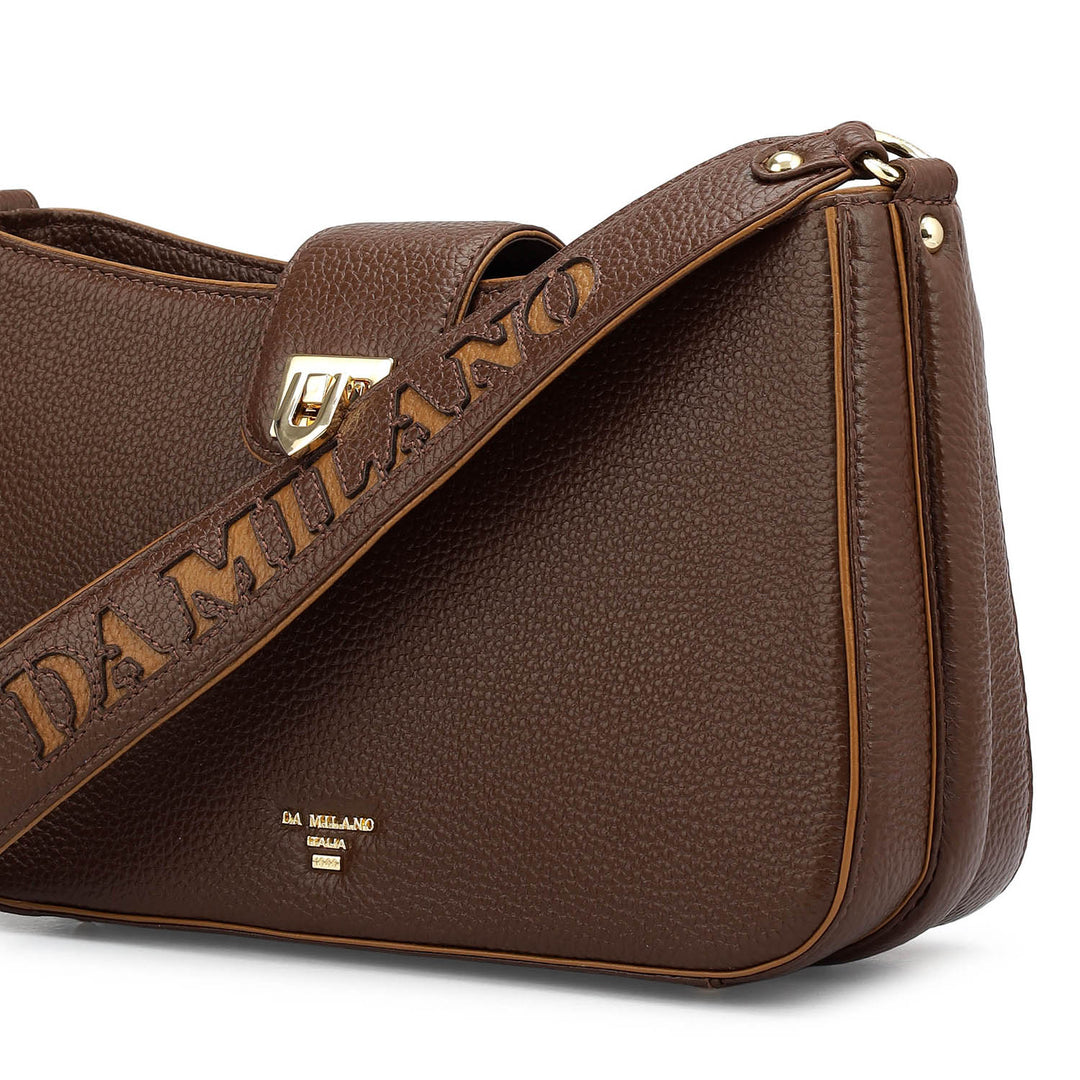 Small Wax Leather Baguette - Espresso