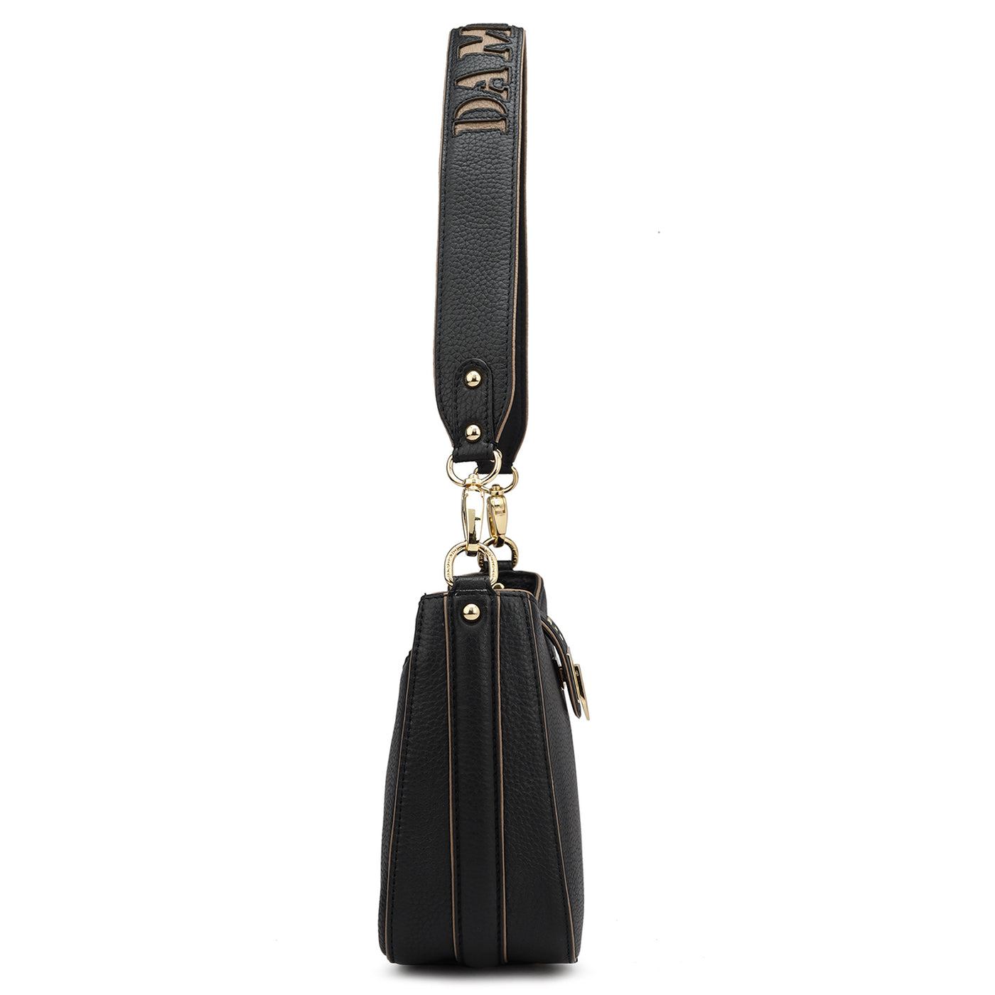 Small Wax Leather Baguette - Black
