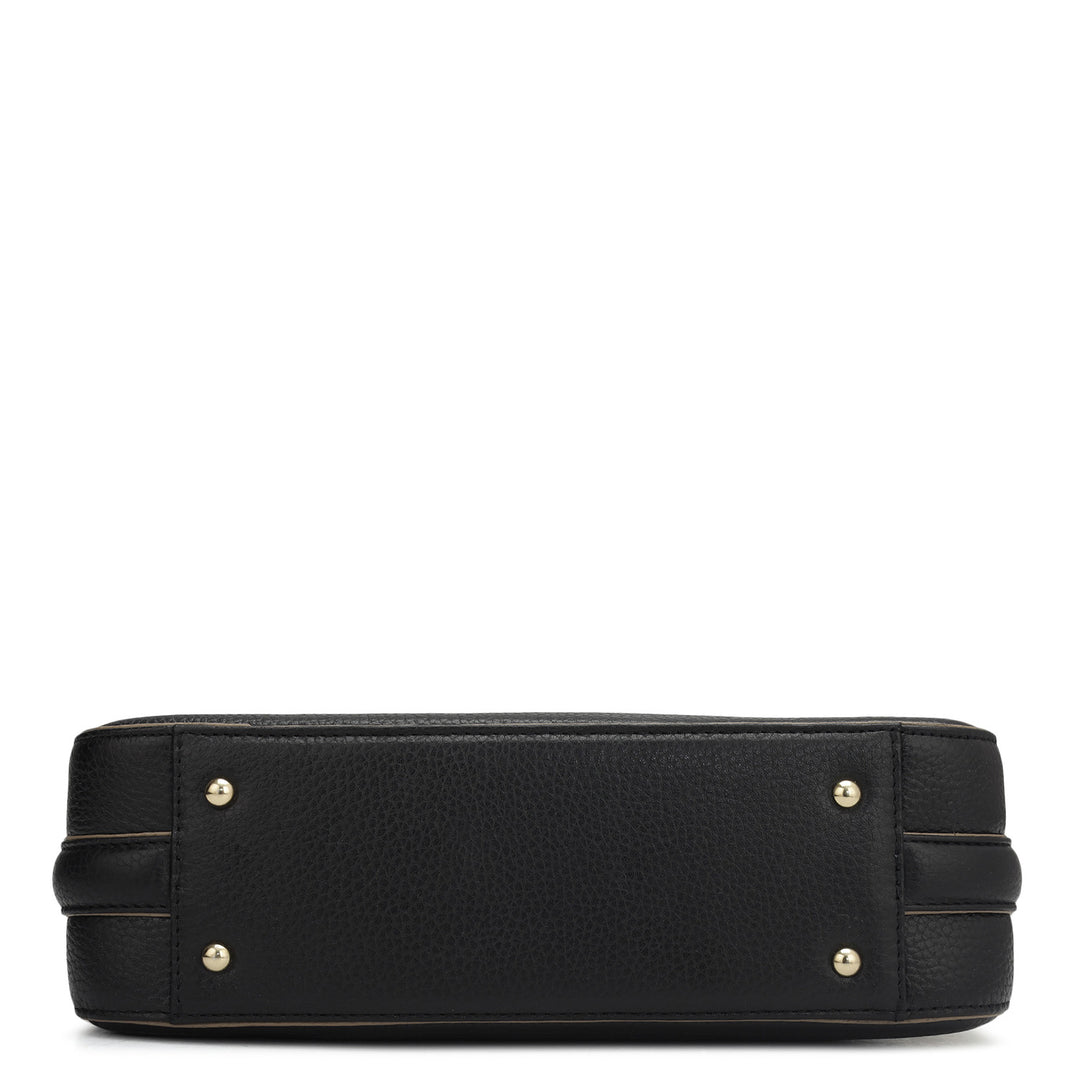 Small Wax Leather Baguette - Black
