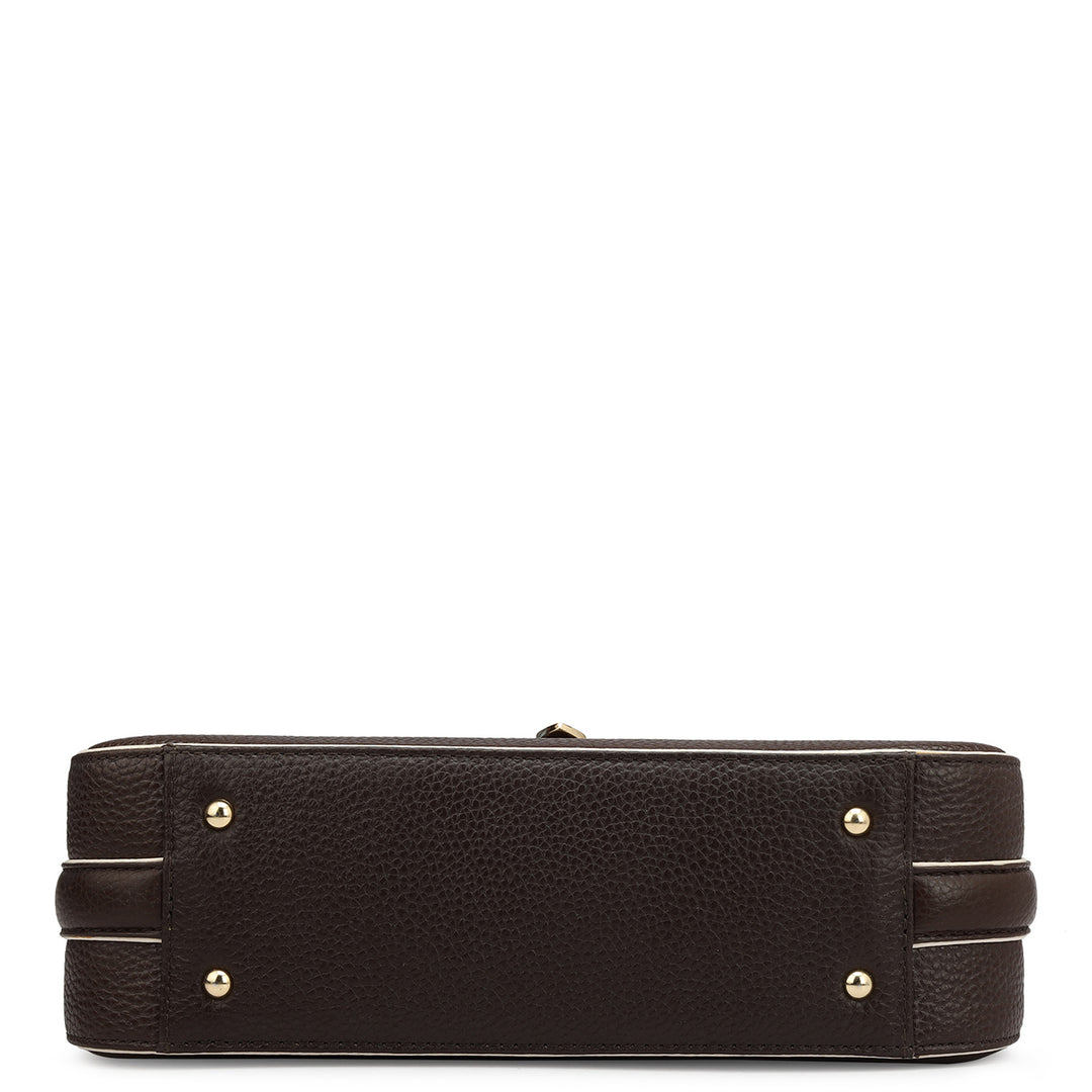 Small Wax Leather Baguette - Chocolate