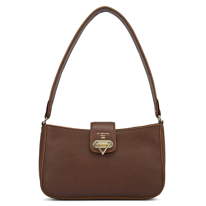 Small Wax Leather Baguette - Espresso
