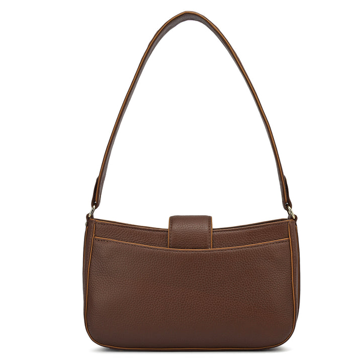 Small Wax Leather Baguette - Espresso