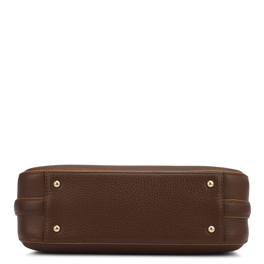 Small Wax Leather Baguette - Espresso