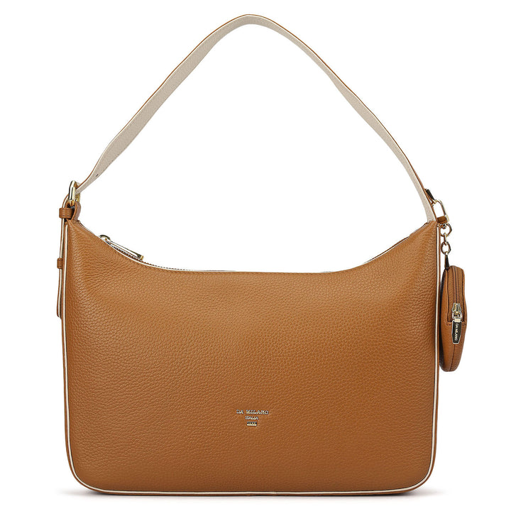 Medium Wax Leather Hobo - Caramel