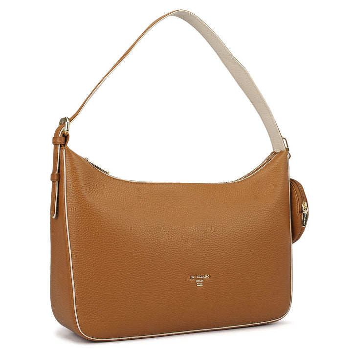 Medium Wax Leather Hobo - Caramel