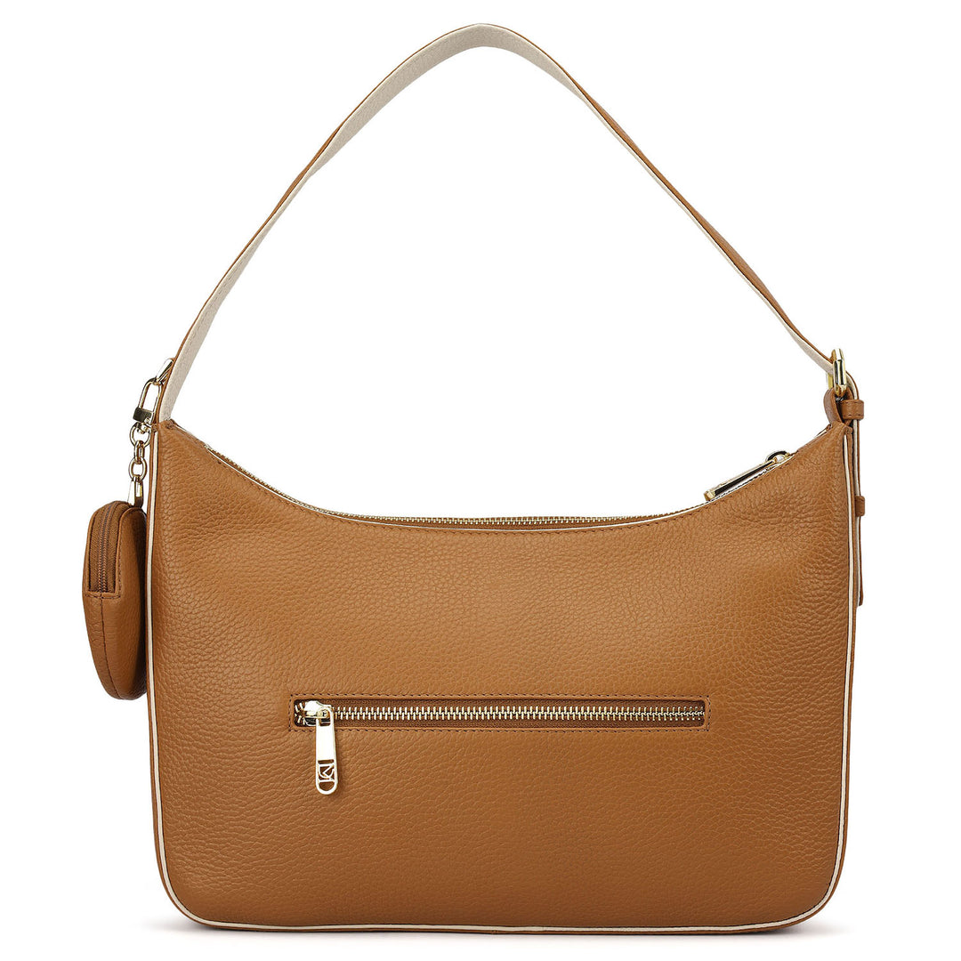 Medium Wax Leather Hobo - Caramel