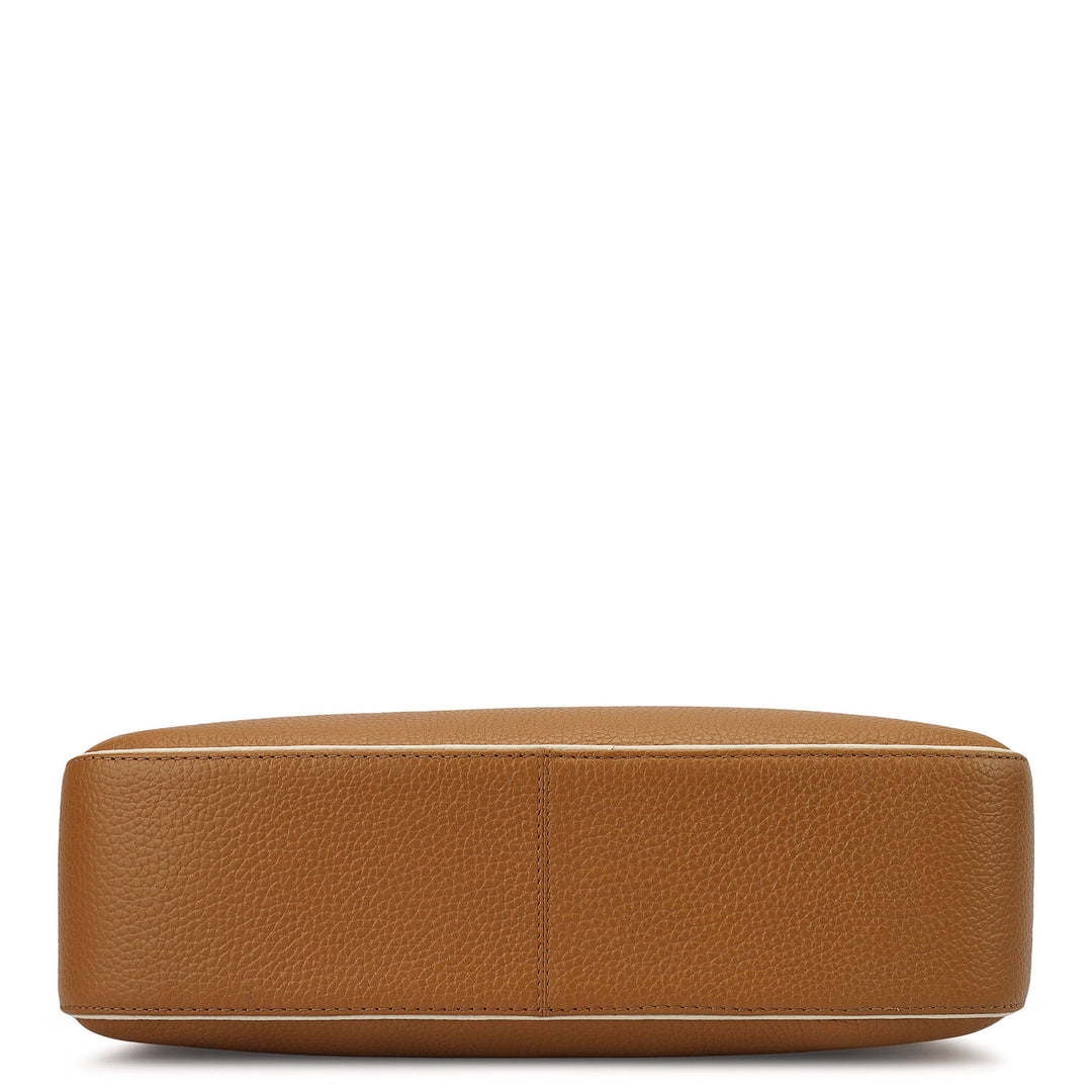 Medium Wax Leather Hobo - Caramel