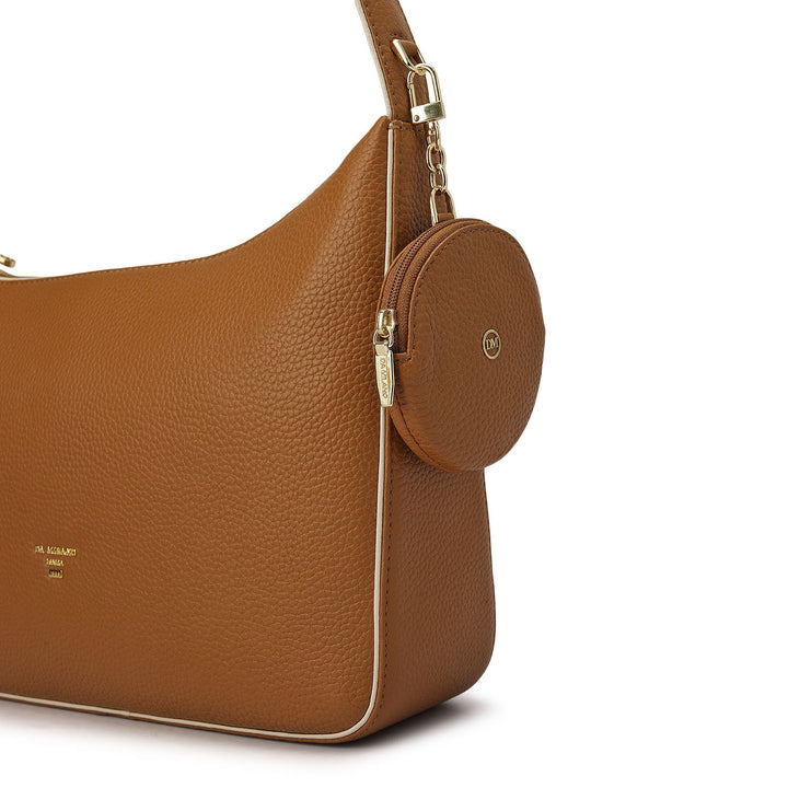Medium Wax Leather Hobo - Caramel