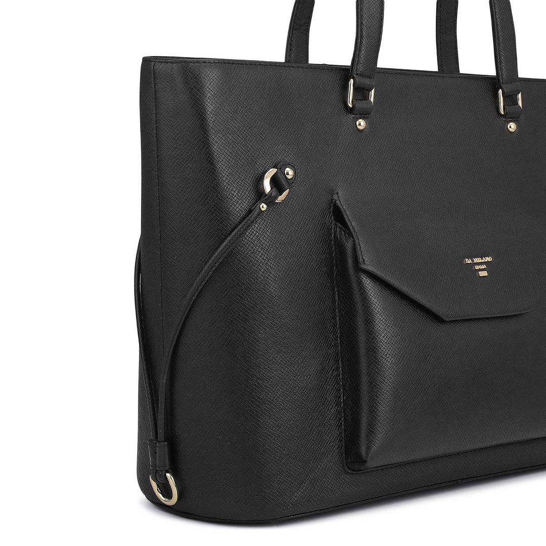 Large Franzy Leather Tote - Black