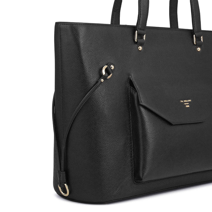Large Franzy Leather Tote - Black