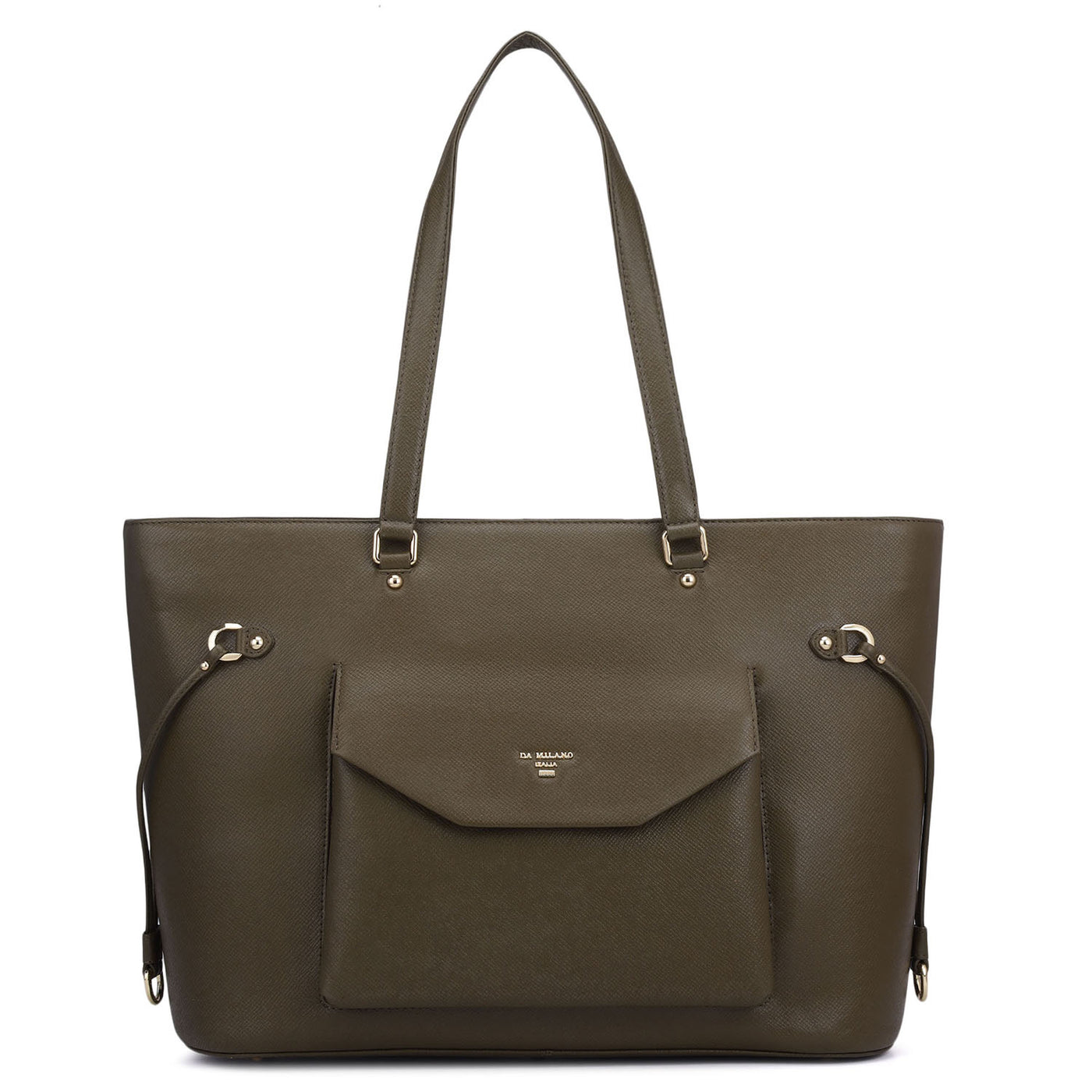 Large Franzy Leather Tote - Military Green