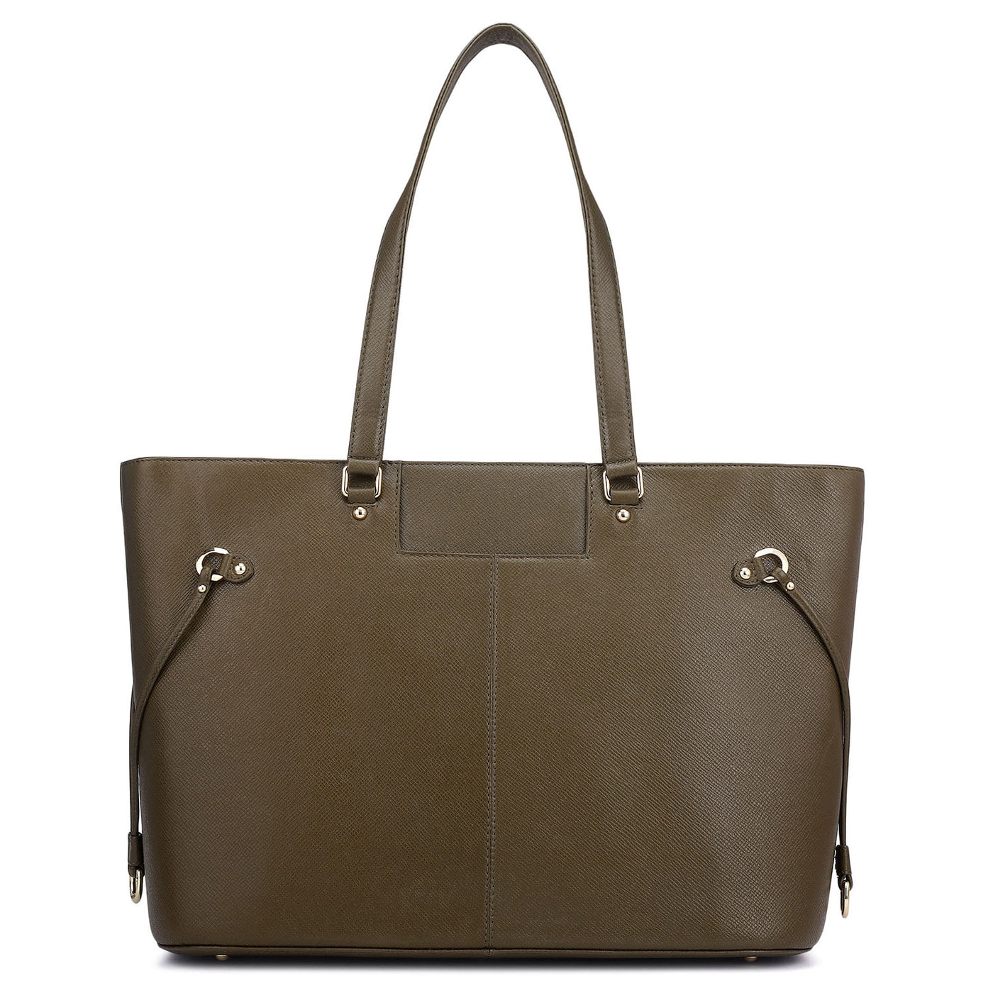 Large Franzy Leather Tote - Military Green