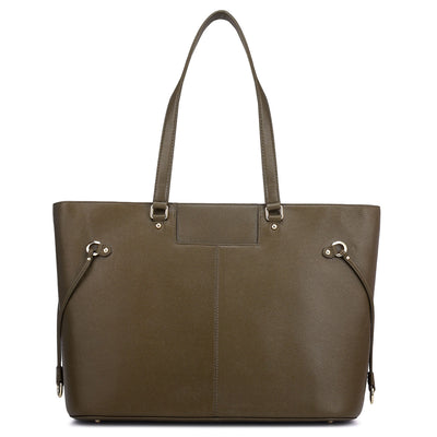 Large Franzy Leather Tote - Military Green