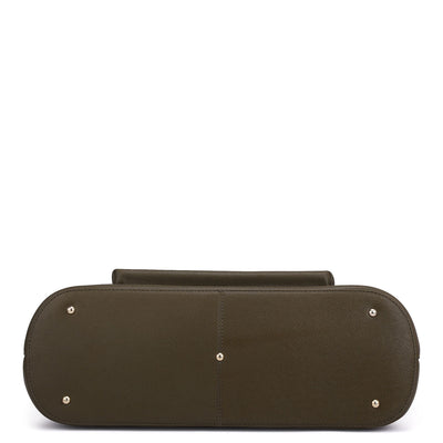 Large Franzy Leather Tote - Military Green
