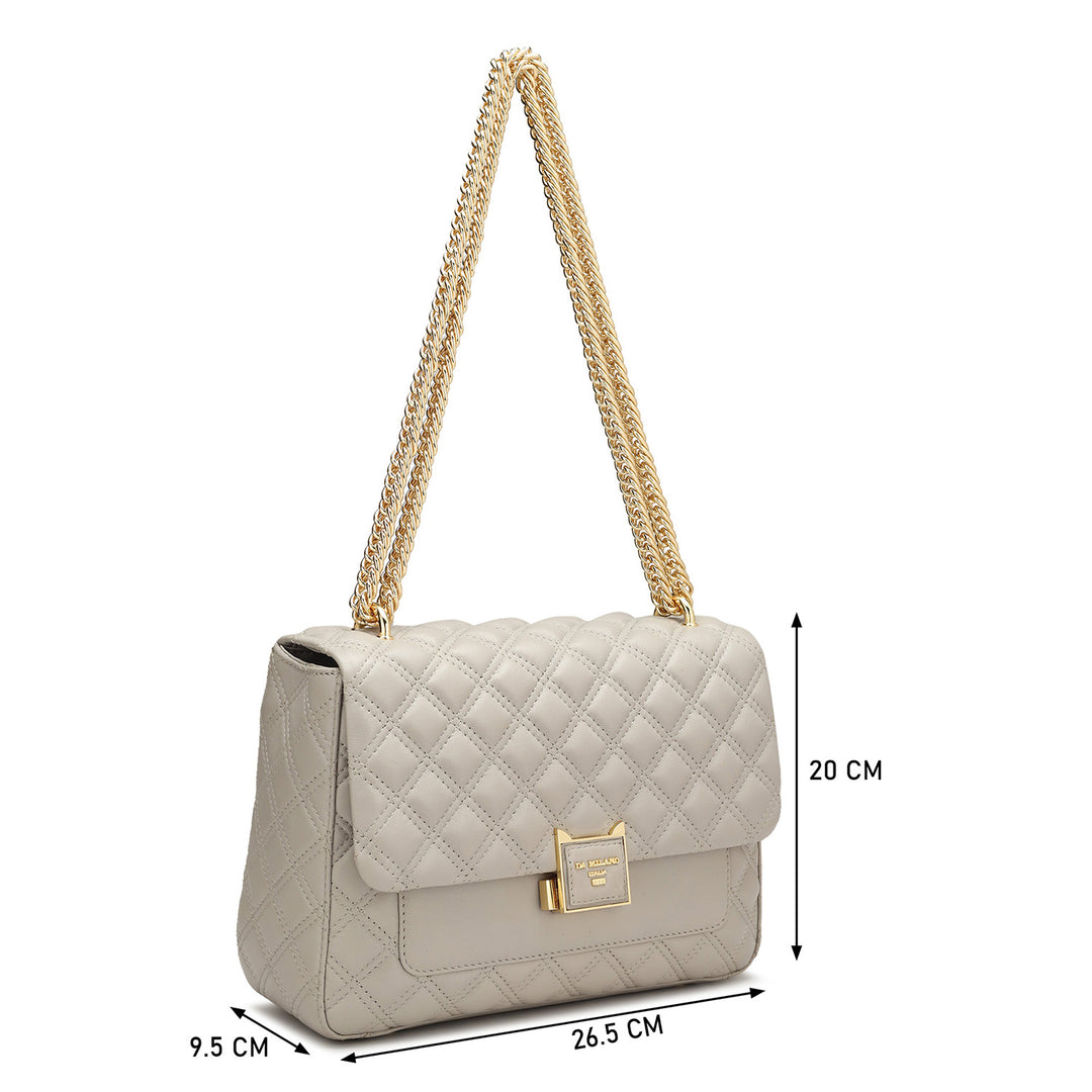 Medium Quilting Leather Shoulder Bag - Grey