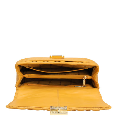 Medium Quilting Leather Shoulder Bag - Mustard