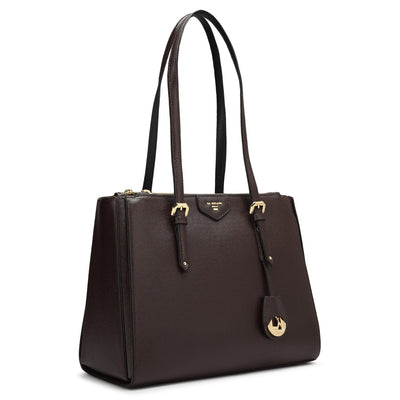 Small Franzy Leather Shoulder Bag - Chocolate