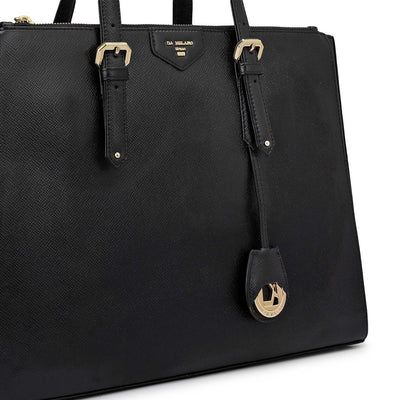 Large Franzy Leather Shoulder Bag - Black