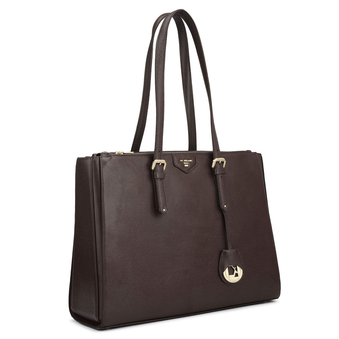 Large Franzy Leather Shoulder Bag - Chocolate