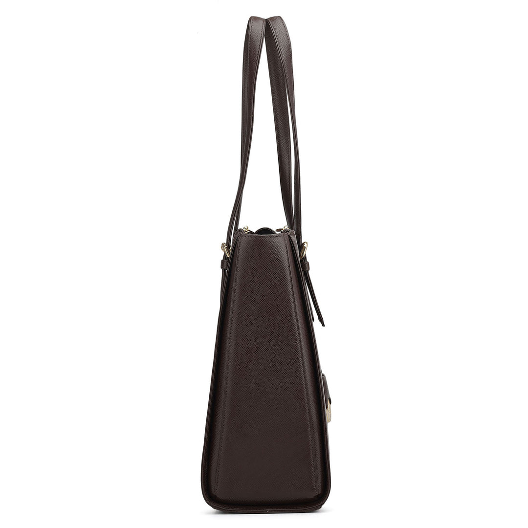 Large Franzy Leather Shoulder Bag - Chocolate