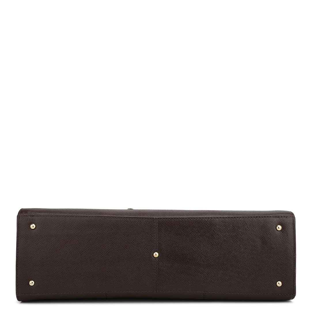Large Franzy Leather Shoulder Bag - Chocolate