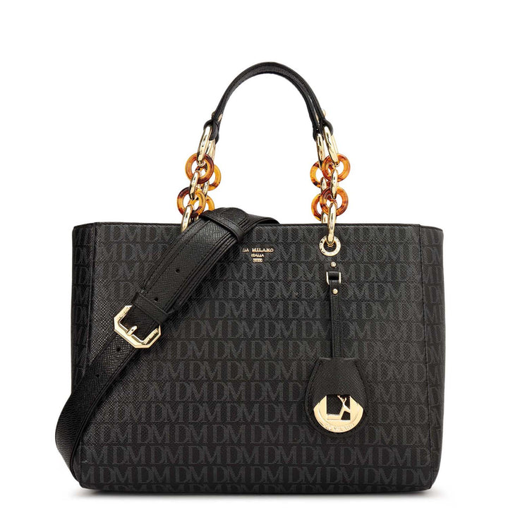 Small Monogram Franzy Leather Satchel - Black