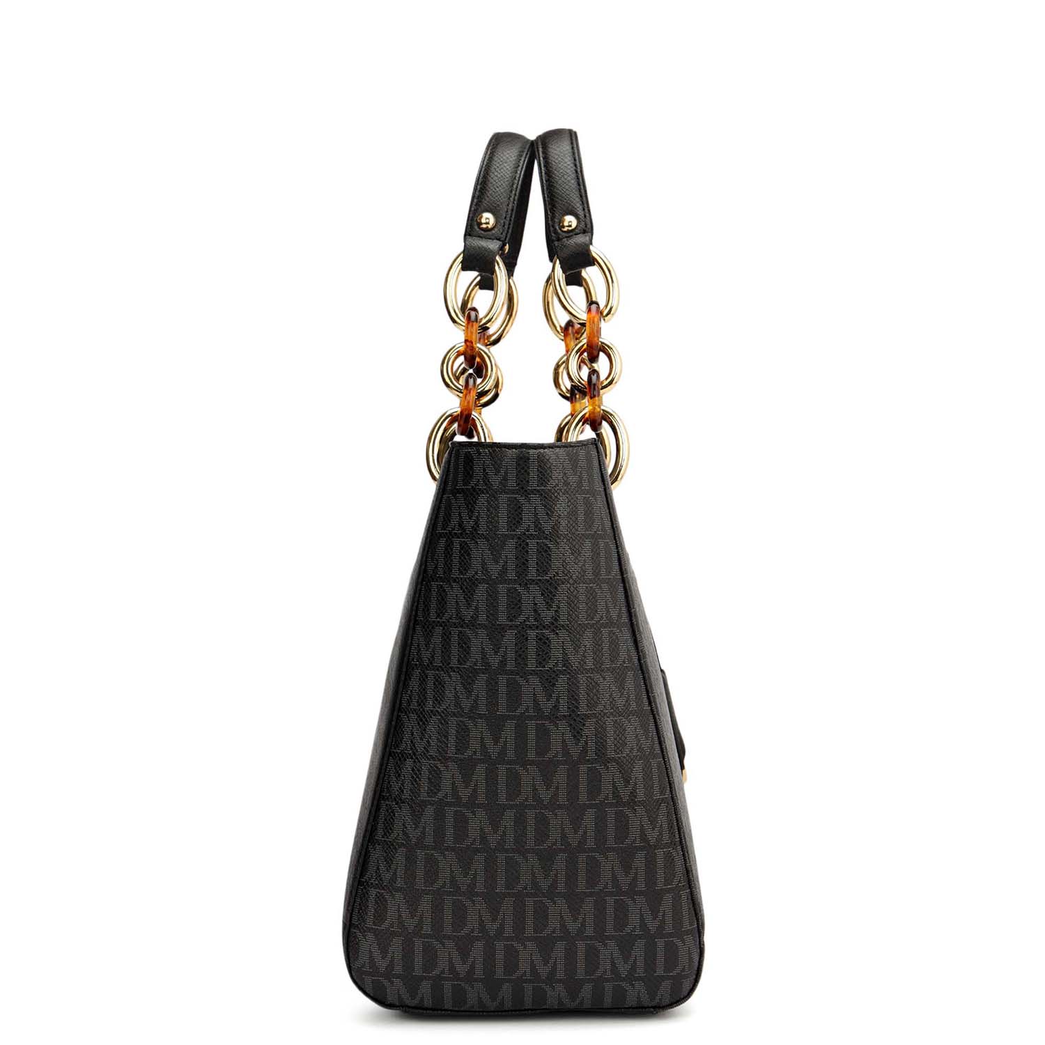 Small Monogram Franzy Leather Satchel - Black – Da Milano
