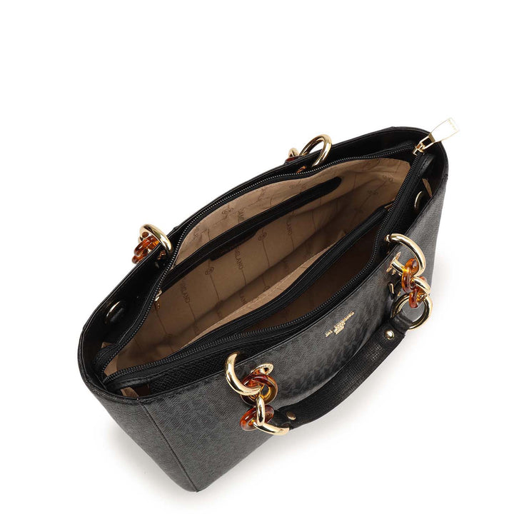 Small Monogram Franzy Leather Satchel - Black