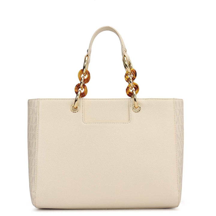 Small Monogram Franzy Leather Satchel - Marshmallow