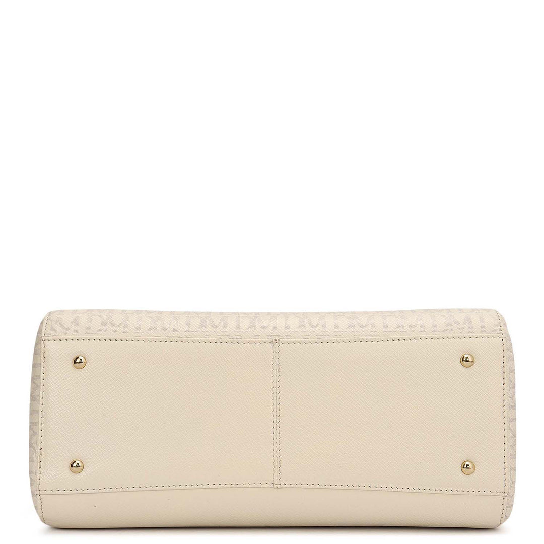 Small Monogram Franzy Leather Satchel - Marshmallow