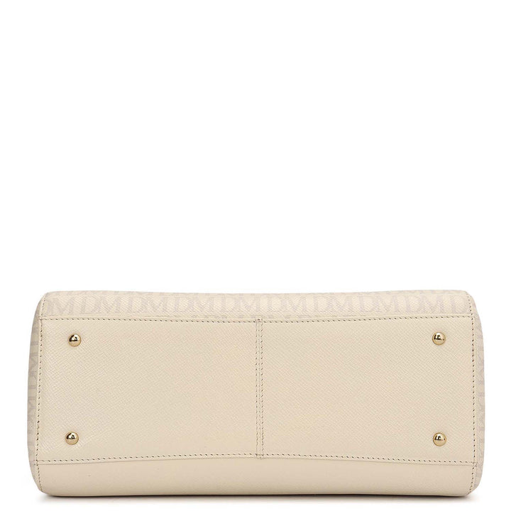 Small Monogram Franzy Leather Satchel - Marshmallow