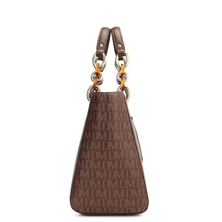 Small Monogram Franzy Leather Satchel - Walnut