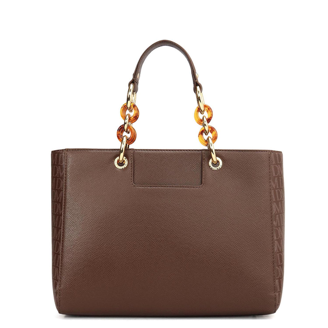 Small Monogram Franzy Leather Satchel - Walnut