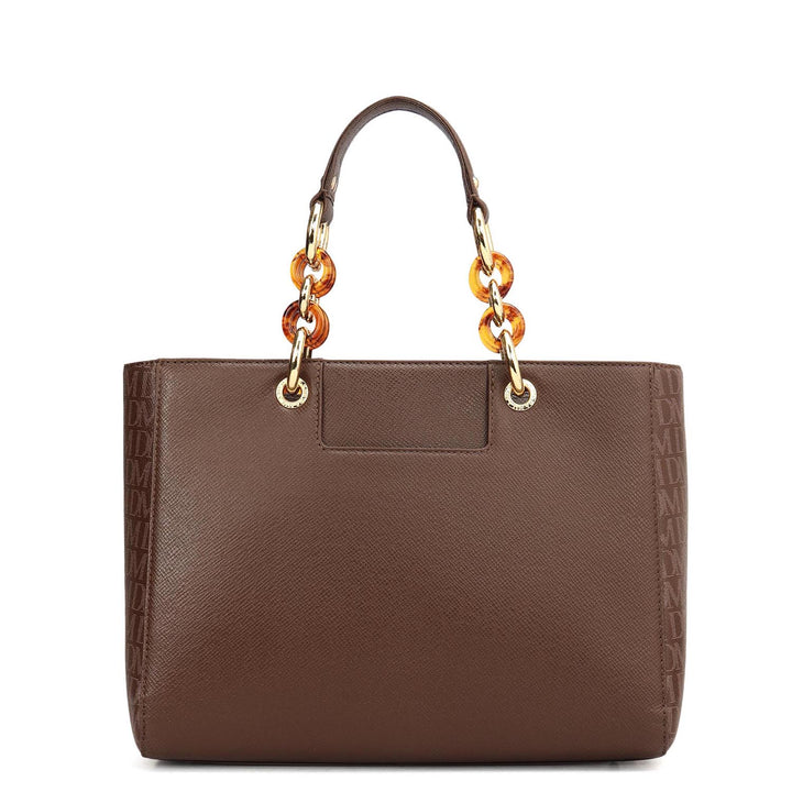 Small Monogram Franzy Leather Satchel - Walnut