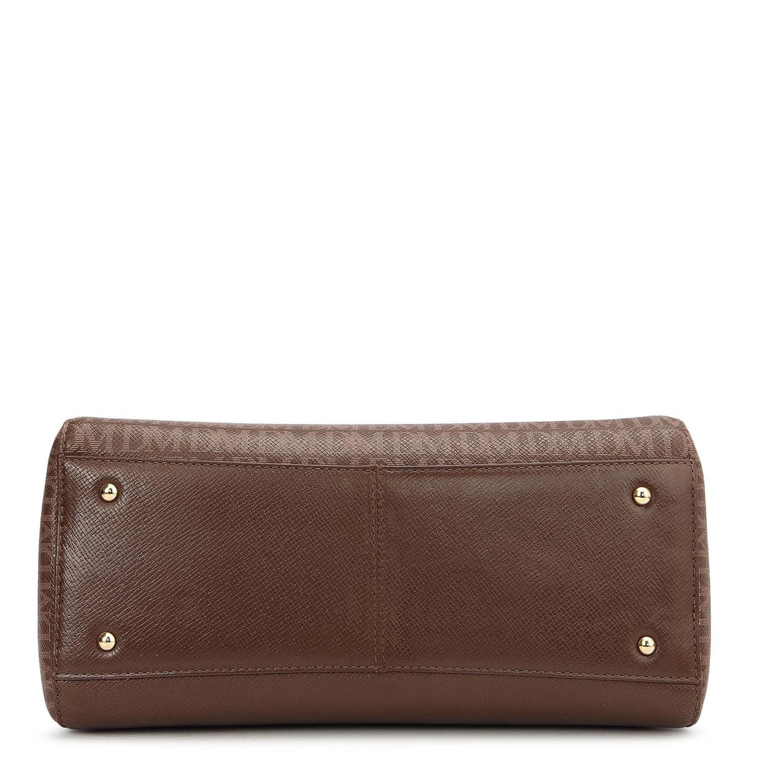 Small Monogram Franzy Leather Satchel - Walnut
