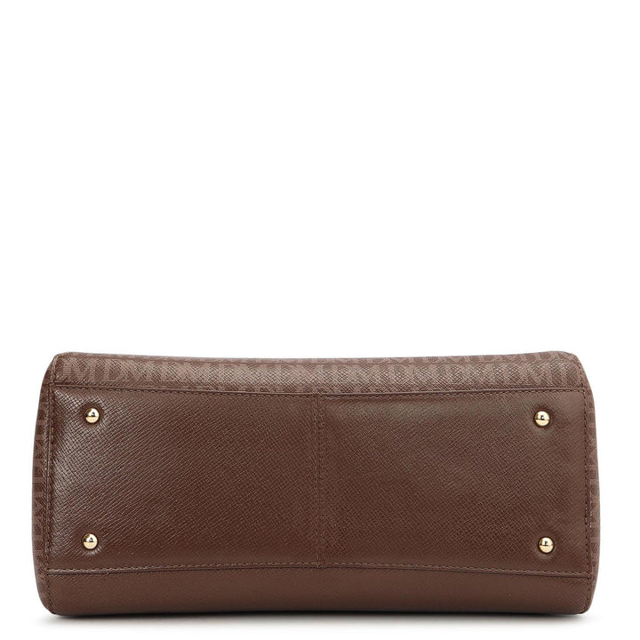 Small Monogram Franzy Leather Satchel - Walnut