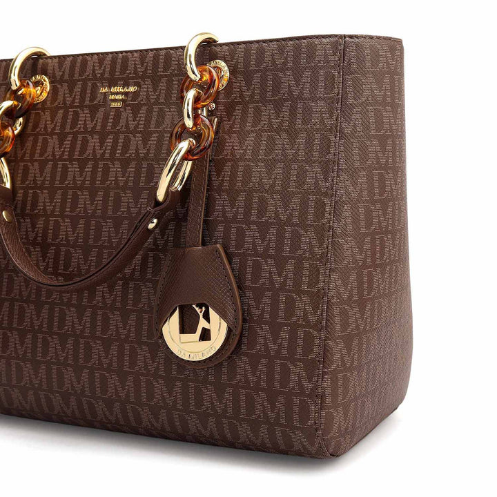 Small Monogram Franzy Leather Satchel - Walnut