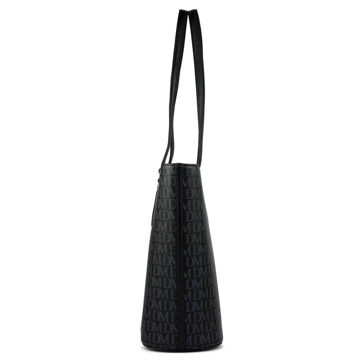 Large  Monogram Leather Tote - Black