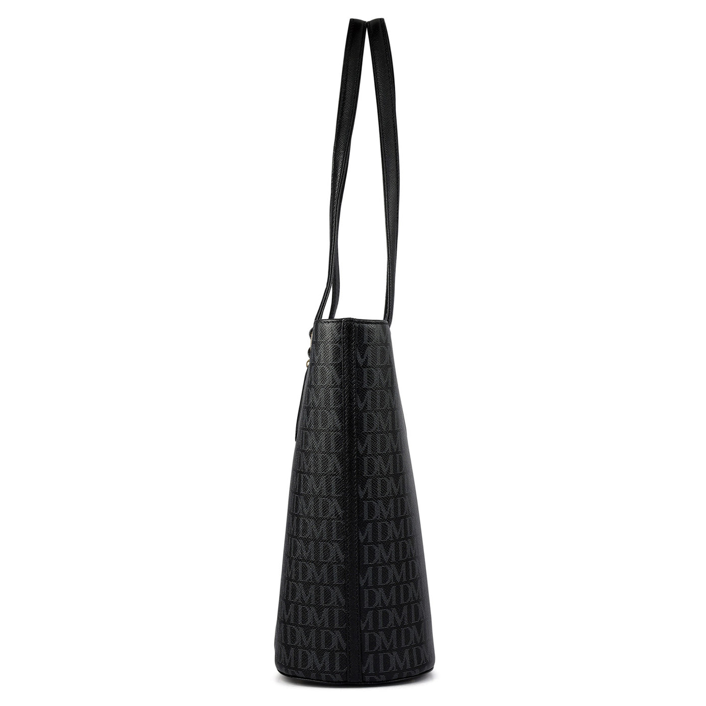 Large  Monogram Leather Tote - Black