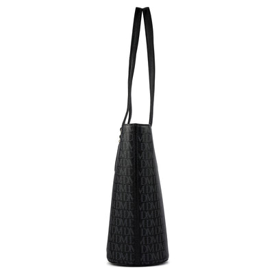 Large  Monogram Leather Tote - Black