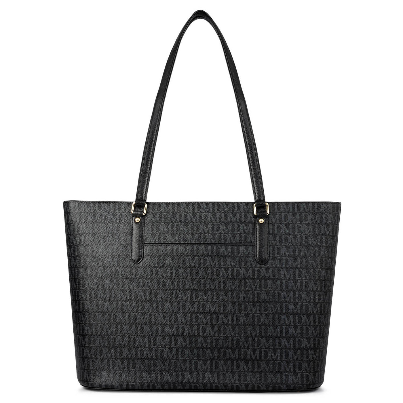Large  Monogram Leather Tote - Black