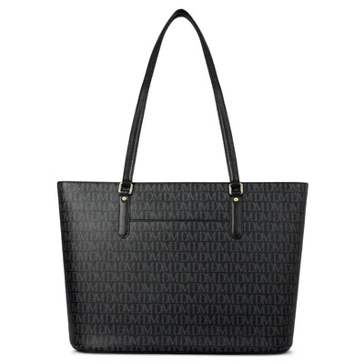 Large  Monogram Leather Tote - Black