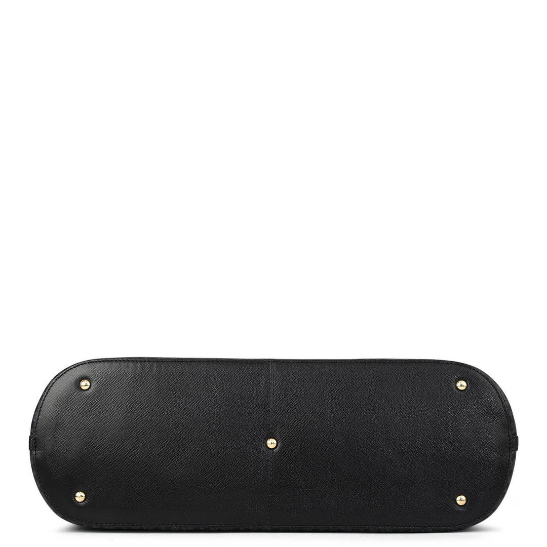 Large  Monogram Leather Tote - Black
