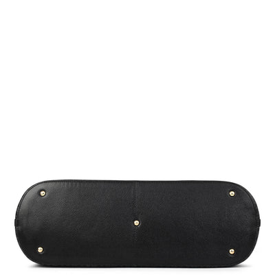 Large  Monogram Leather Tote - Black